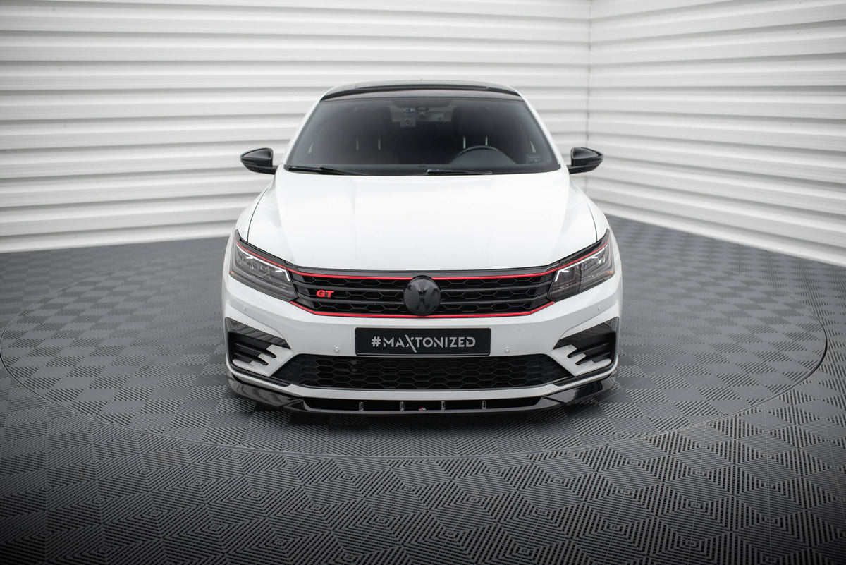 Street+ Spoilerlippe Front Ansatz V.2 passend für VW Passat GT B8 Facelift USA schwarz Hochglanz – Ansicht 1