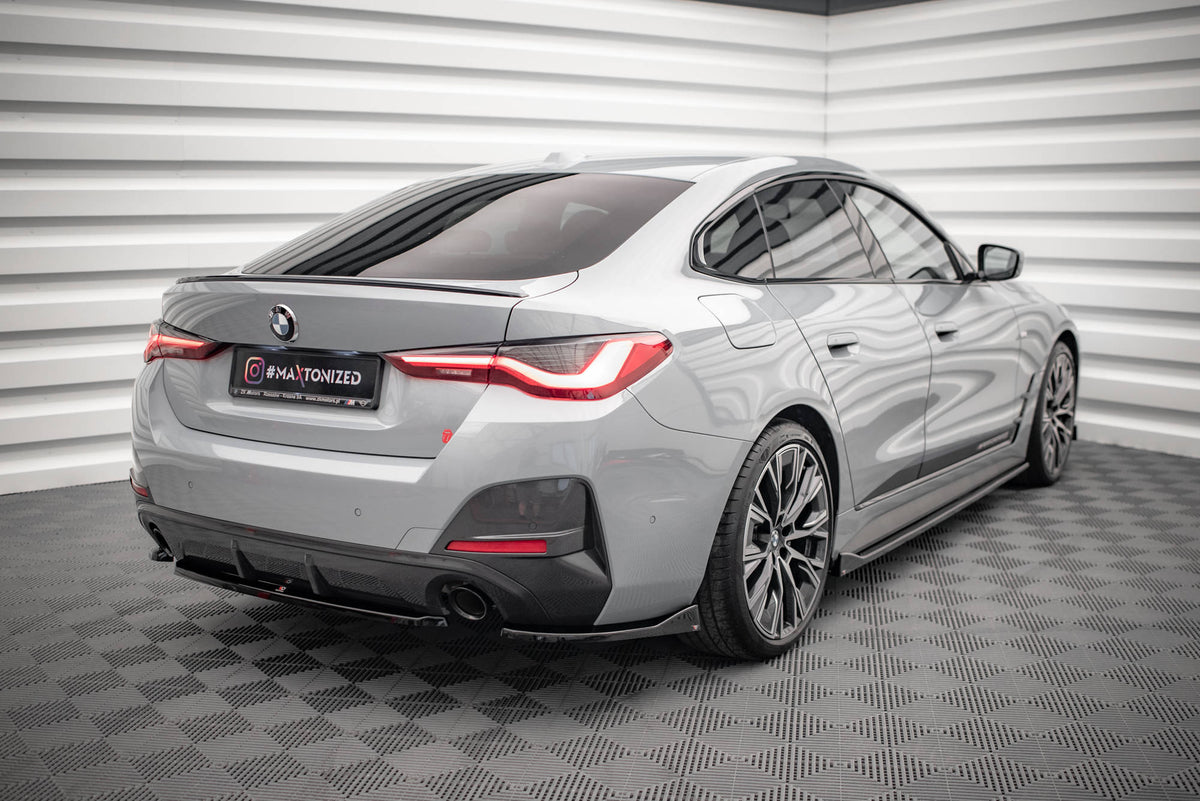 Heck Ansatz Flaps Diffusor V.2 passend für BMW 4er Gran Coupe M-Paket G26 schwarz Hochglanz – Ansicht 4