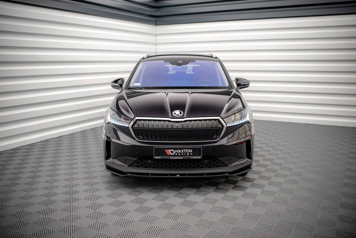 Street+ Spoilerlippe Front Ansatz V.3 passend für Skoda Enyaq iV schwarz Hochglanz – Ansicht 1