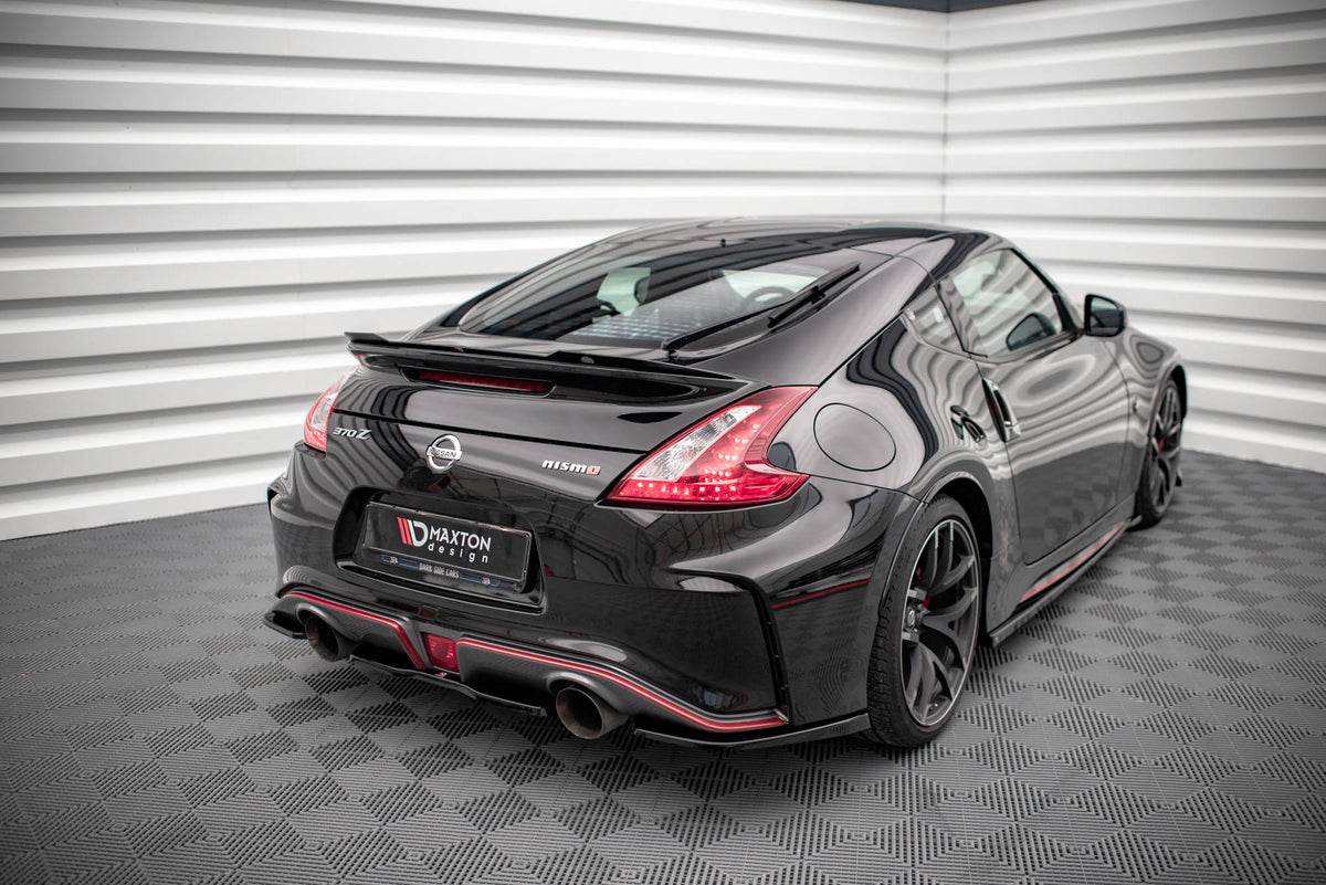 Heck Ansatz Flaps Diffusor passend für Nissan 370Z Nismo Facelift schwarz Hochglanz – Ansicht 1