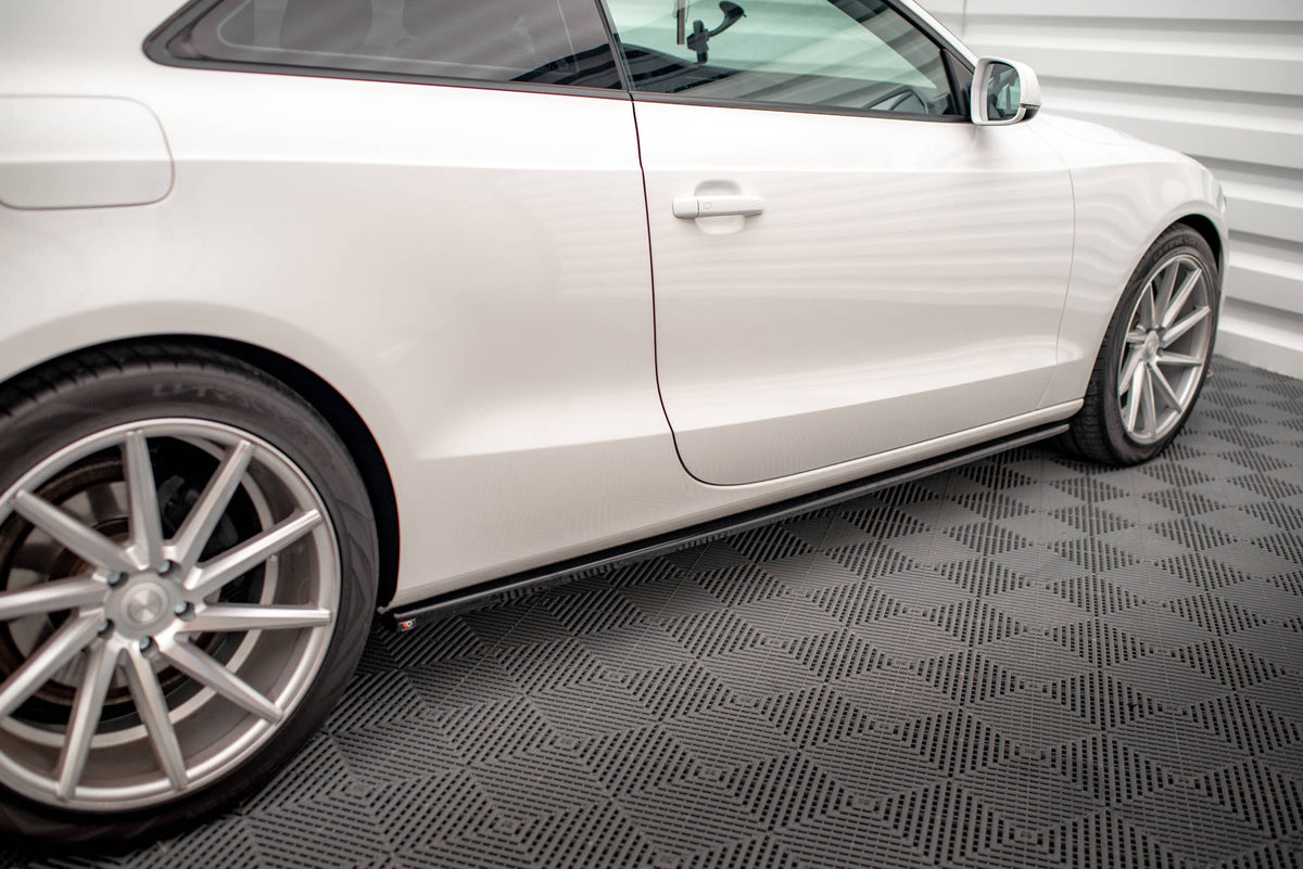 Street+ Seitenschweller Leisten V.2 passend für Audi A5 / A5 S-Line / S5 Coupe 8T schwarz Hochglanz – Ansicht 1