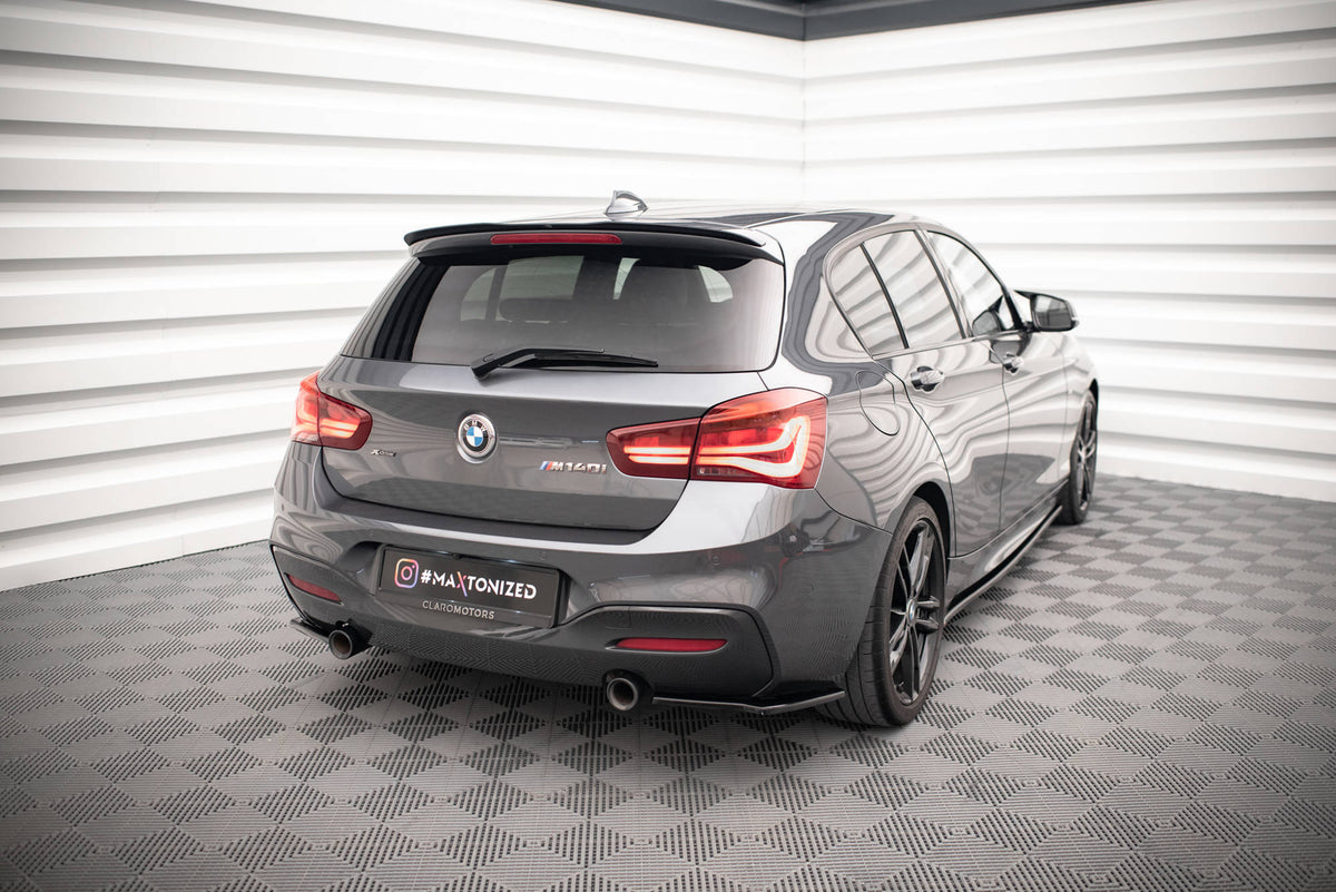 Heck Ansatz Flaps Diffusor V.2 passend für BMW 1er F20/F21 M-POWER FACELIFT schwarz Hochglanz – Ansicht 1