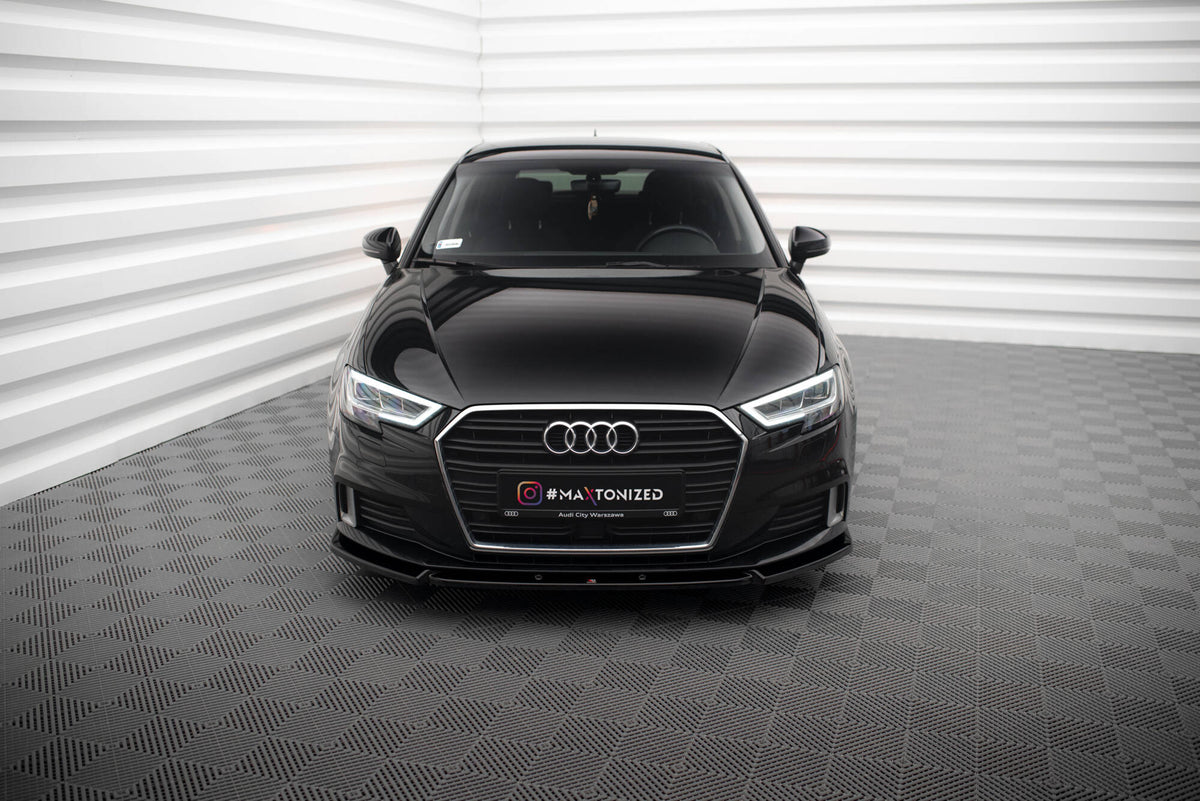 Street+ Spoilerlippe Front Ansatz V.1 passend für Audi A3 Sportback 8V Facelift schwarz Hochglanz – Ansicht 1