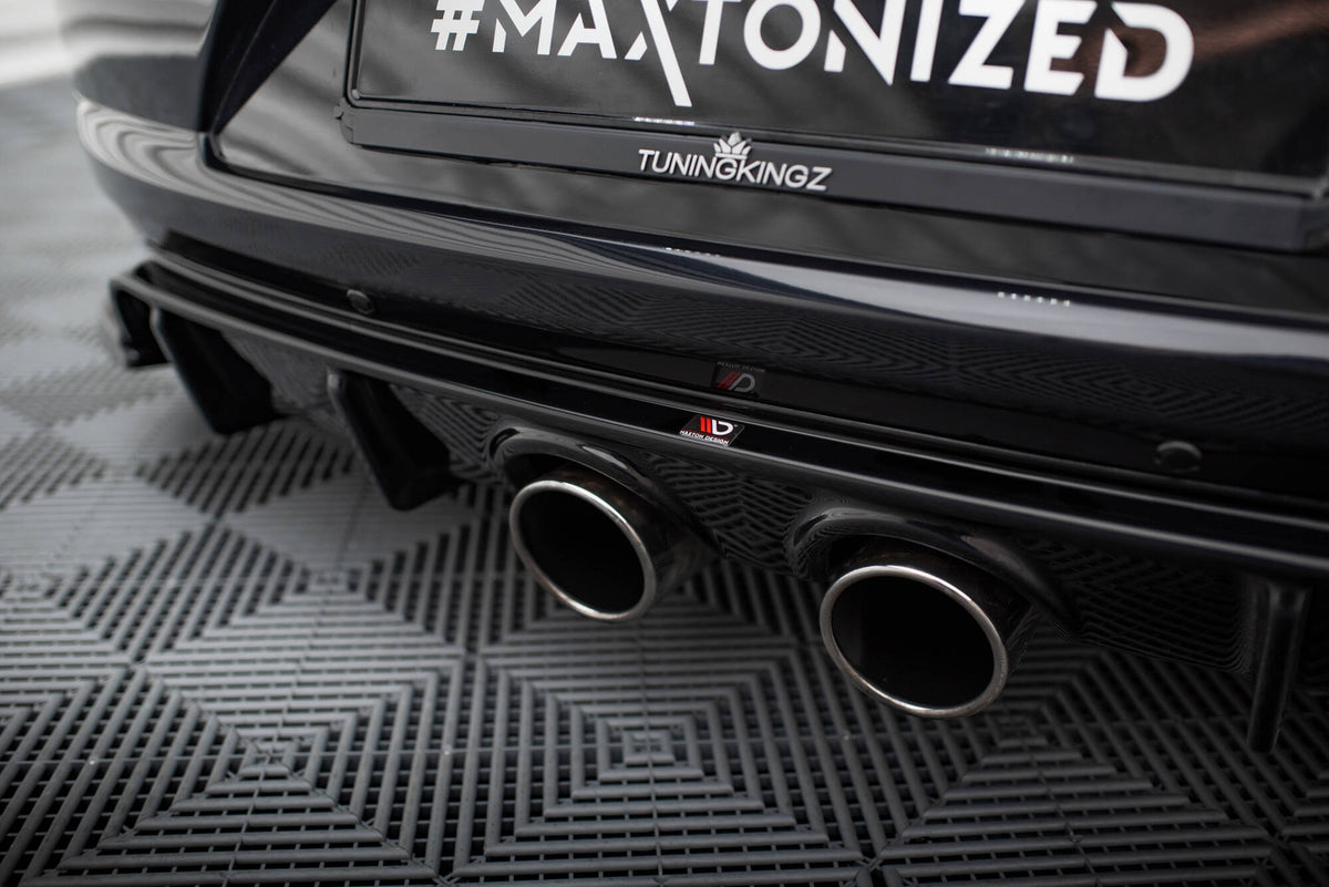 Diffusor Heck Ansatz V.2 passend für VW Scirocco Mk3 (R32 Auspuff) schwarz Hochglanz – Ansicht 5