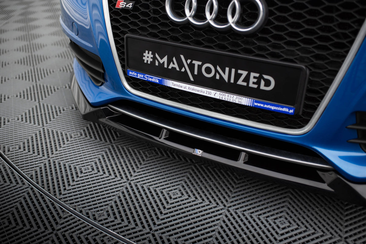Street+ Spoilerlippe Front Ansatz V.4 passend für Audi S4 / A4 S-Line B8 schwarz Hochglanz – Ansicht 3