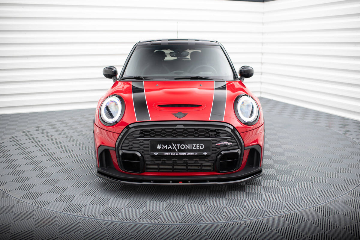 Street+ Spoilerlippe Front Ansatz V.1 passend für Mini Cooper S John Cooper Works F56 Facelift schwarz Hochglanz – Ansicht 1