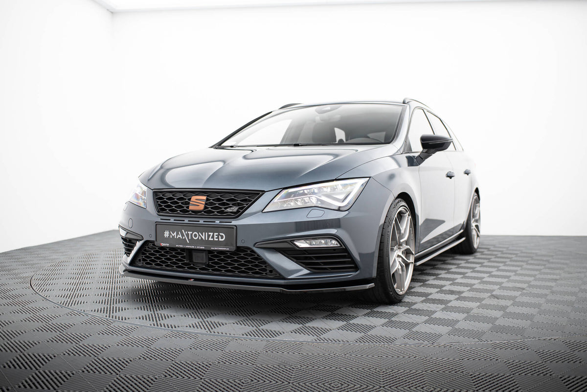 Street+ Spoilerlippe Front Ansatz V.2 passend für Seat Leon Cupra / FR Mk3 FL schwarz Hochglanz – Ansicht 3