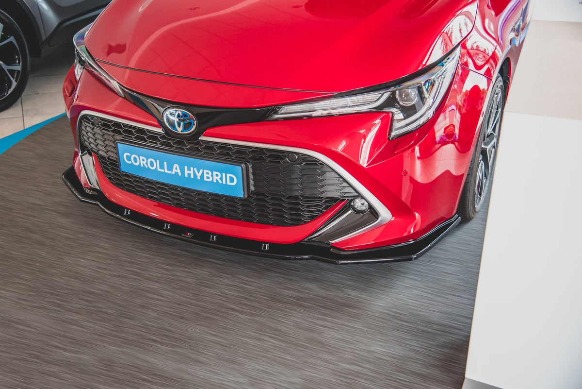 Street+ Spoilerlippe Front Ansatz V.1 passend für Toyota Corolla XII Touring Sports/ Hatchback schwarz Hochglanz – Ansicht 8