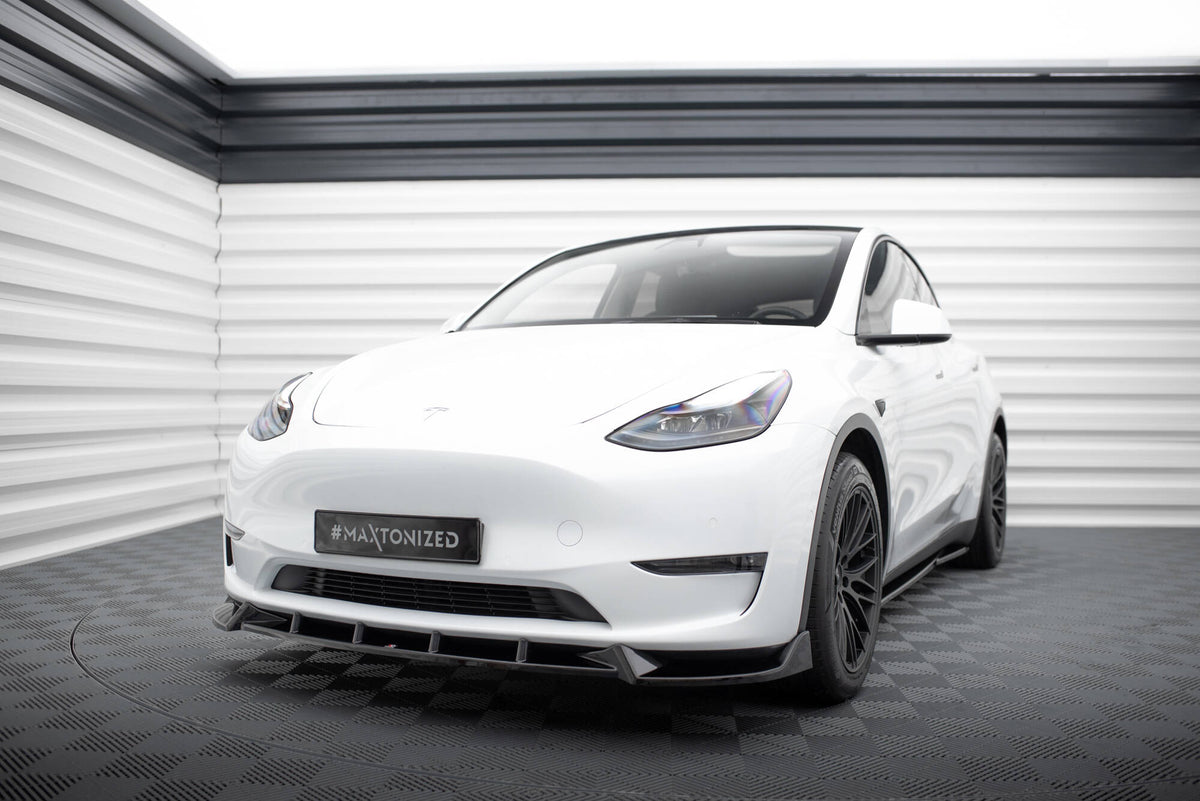 Street+ Spoilerlippe Front Ansatz V.1 passend für Tesla Model Y schwarz Hochglanz – Ansicht 3