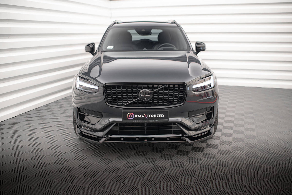 Street+ Spoilerlippe Front Ansatz V.2 passend für Volvo XC90 R-Design Mk2 Facelift schwarz Hochglanz – Ansicht 1