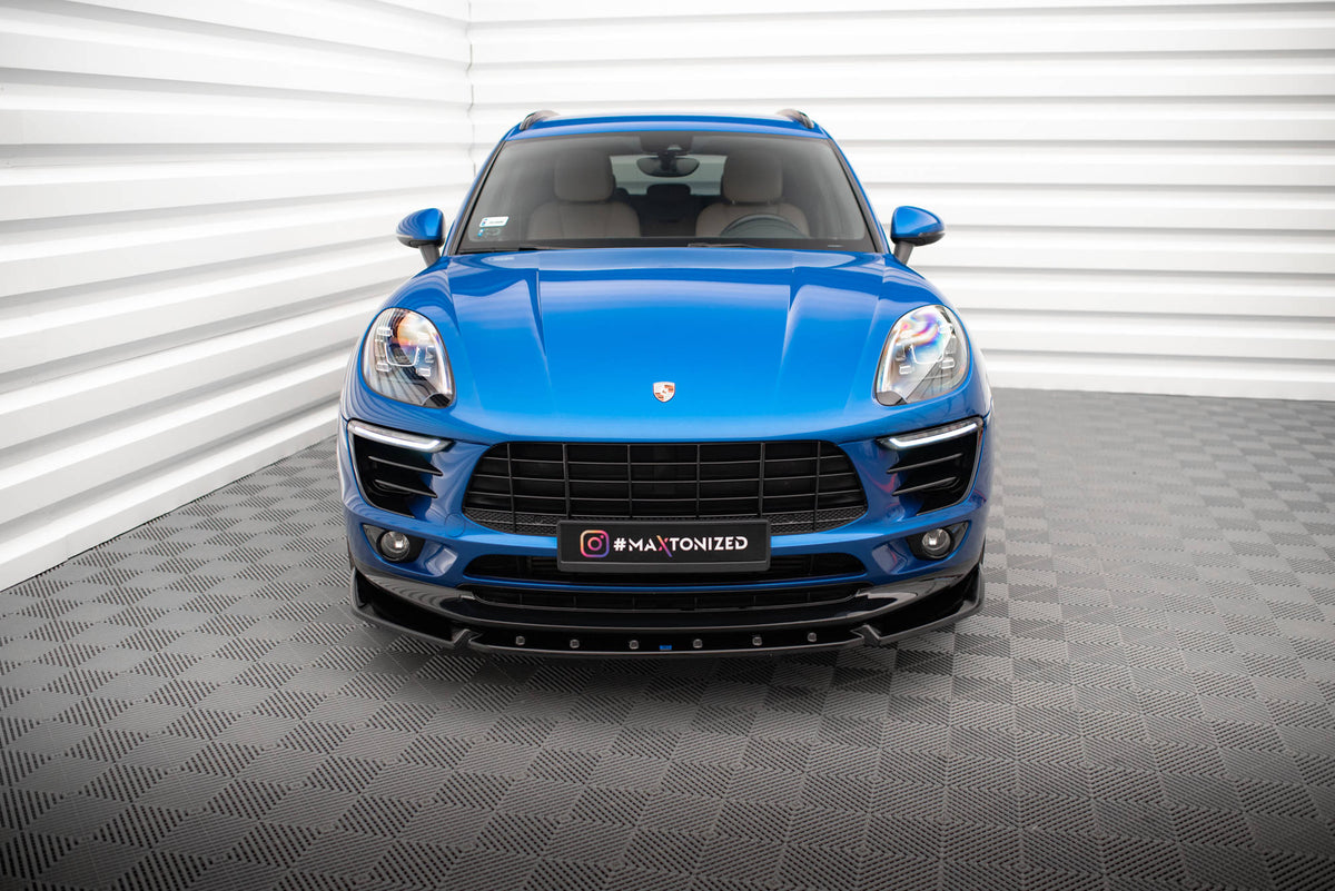 Street+ Spoilerlippe Front Ansatz V.2 passend für Porsche Macan Mk1 schwarz Hochglanz – Ansicht 1