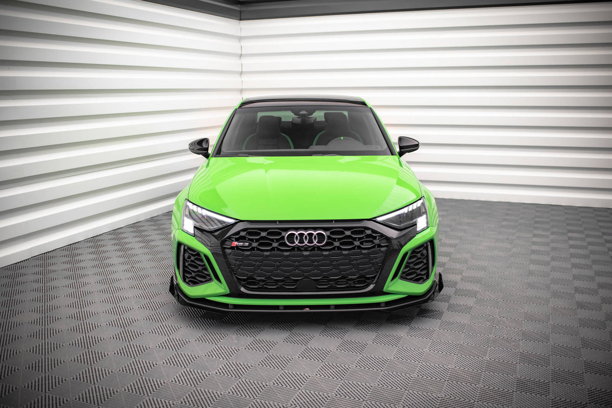 Street Pro Street+ Spoilerlippe Front Ansatz passend für + Flaps passend für V.1 + Flaps Audi RS3 8Y schwarz Hochglanz – Ansicht 1