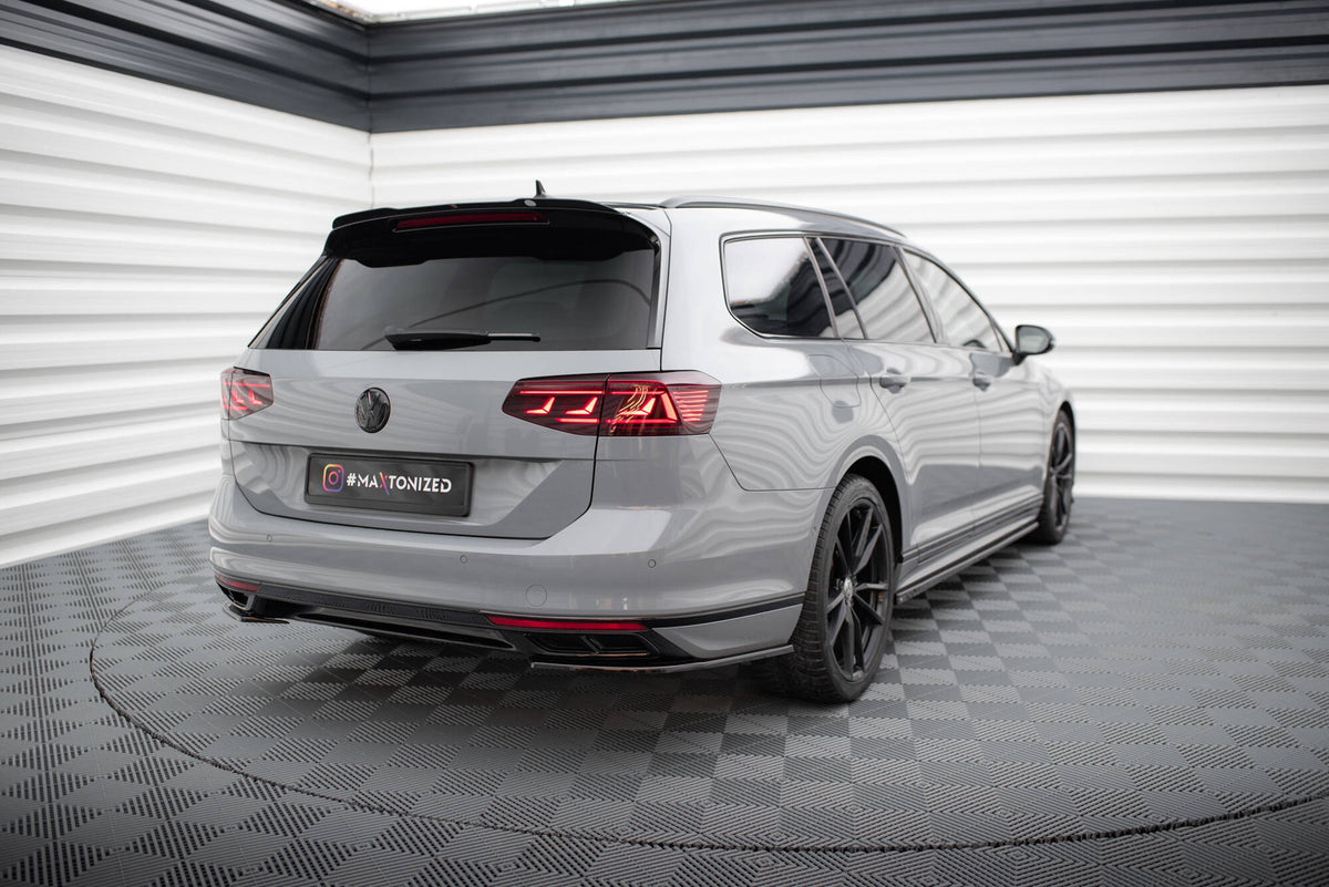 Heck Ansatz Flaps Diffusor passend für VW Passat R-Line B8 Facelift schwarz Hochglanz – Ansicht 1