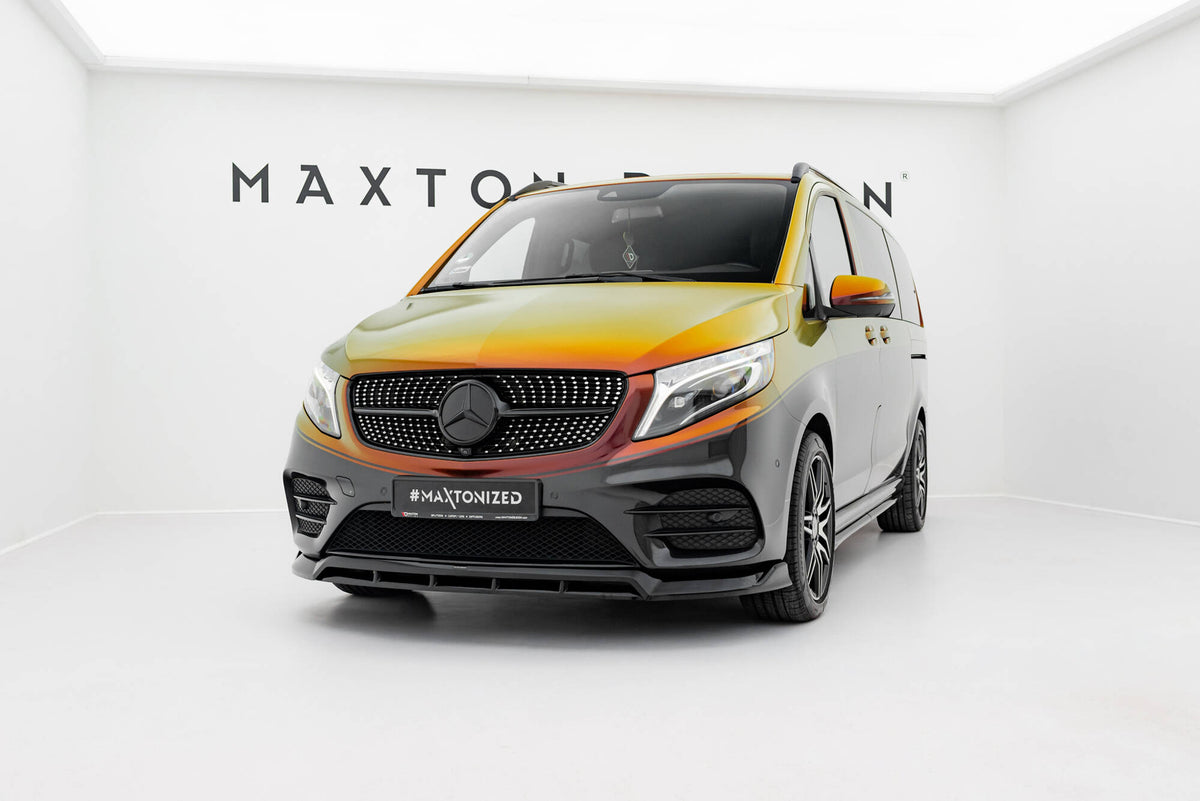 Street+ Spoilerlippe Front Ansatz V.6 passend für Mercedes-Benz V-Klasse AMG-Line W447 Facelift schwarz Hochglanz – Ansicht 3