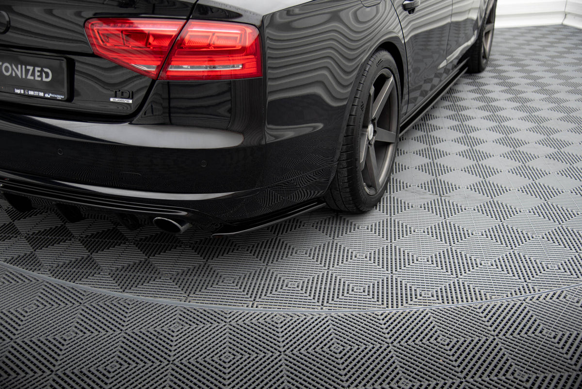 Heck Ansatz Flaps Diffusor passend für Audi A8 D4 schwarz Hochglanz – Ansicht 3