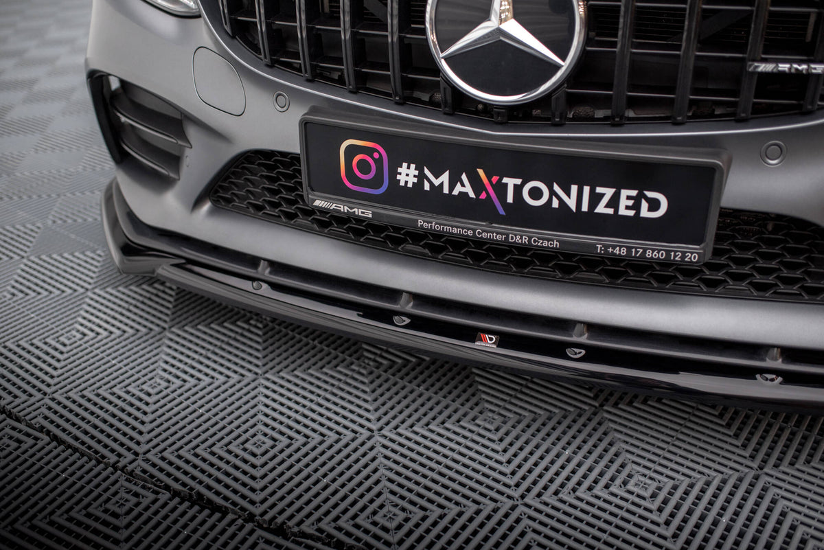 Street+ Spoilerlippe Front Ansatz V.2 passend für Mercedes-AMG C43 Coupe / Cabrio / Limousine / Kombi C205 / A205 / W205 / S205 Facelift schwarz Hochglanz – Ansicht 3
