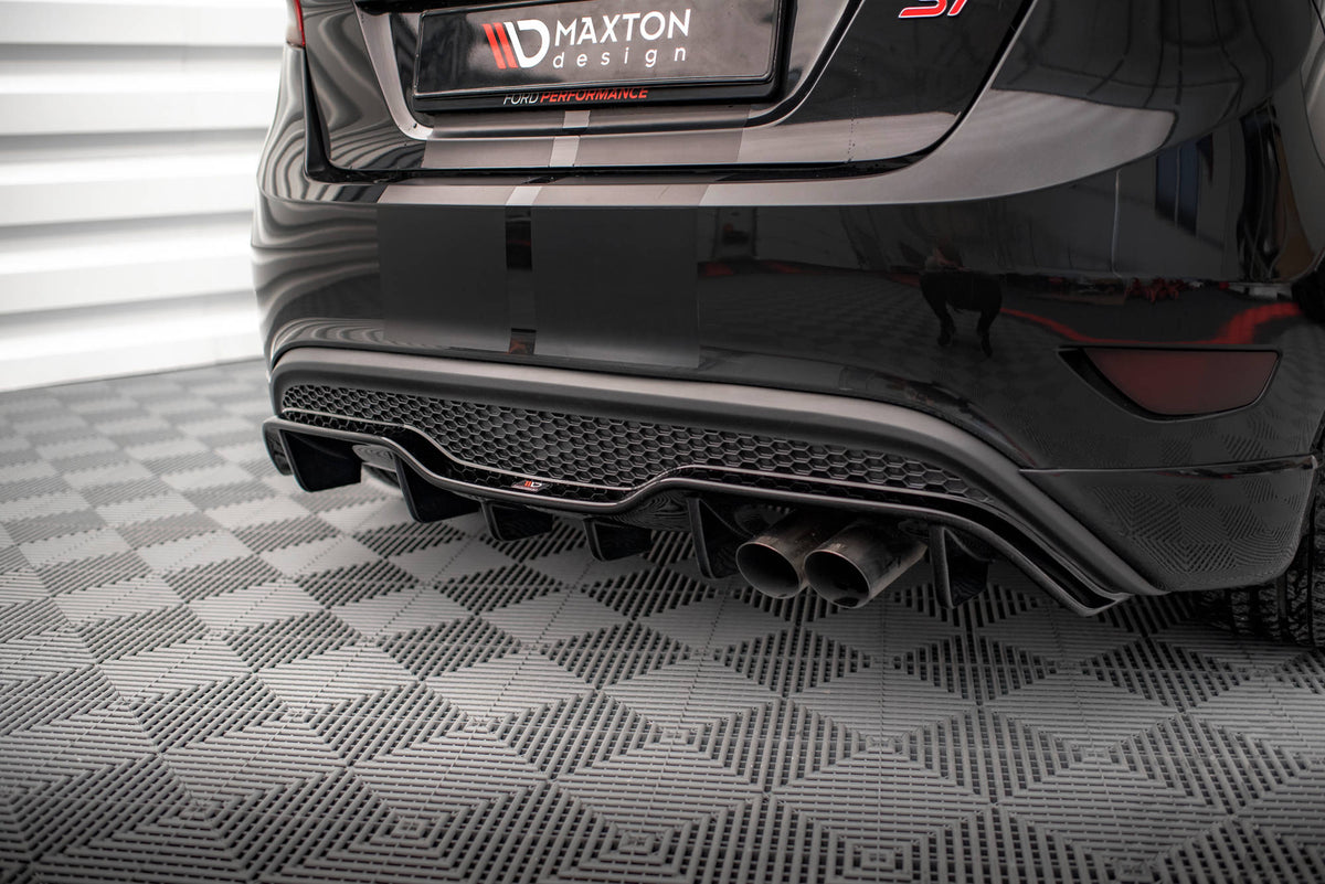 Diffusor Heck Ansatz passend für Ford Fiesta ST (5-Türige version) Mk7 Facelift schwarz Hochglanz – Ansicht 4