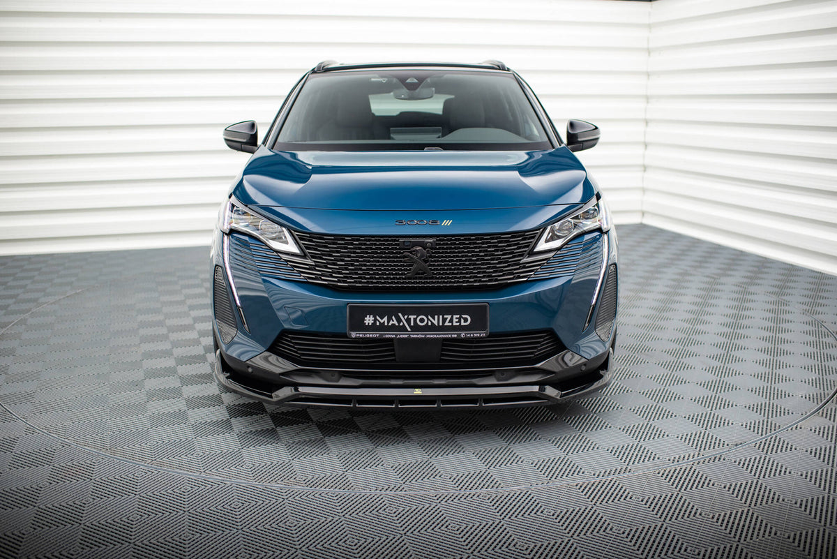 Street+ Spoilerlippe Front Ansatz passend für Peugeot 3008 GT-Line Mk2 Facelift schwarz Hochglanz – Ansicht 1
