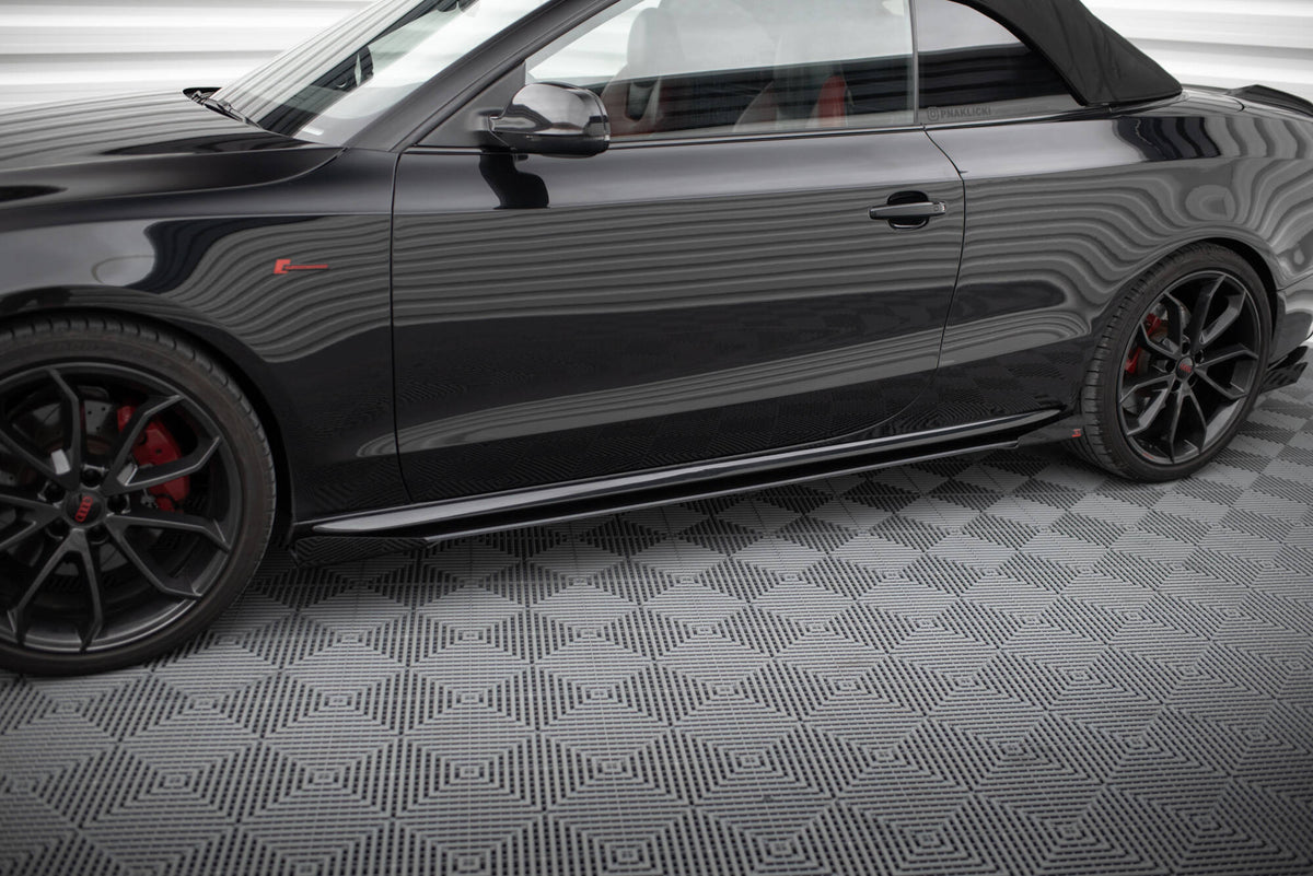 Street Pro Street+ Seitenschweller Leisten + Flaps passend für Audi A5 / A5 S-Line / S5 Coupe / Cabrio 8T / 8T Facelift schwarz Hochglanz – Ansicht 1