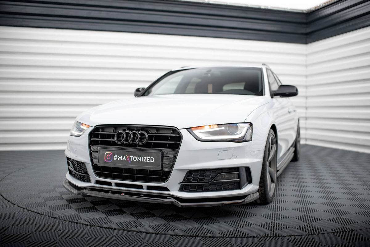 Street+ Spoilerlippe Front Ansatz V.2 passend für Audi A4 Competition B8 Facelift schwarz Hochglanz – Ansicht 3