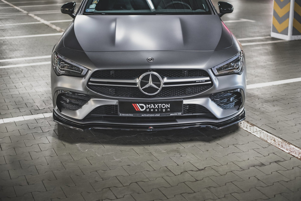 Street+ Spoilerlippe Front Ansatz V.1 passend für Mercedes-AMG CLA 35 Aero C118 schwarz Hochglanz – Ansicht 1