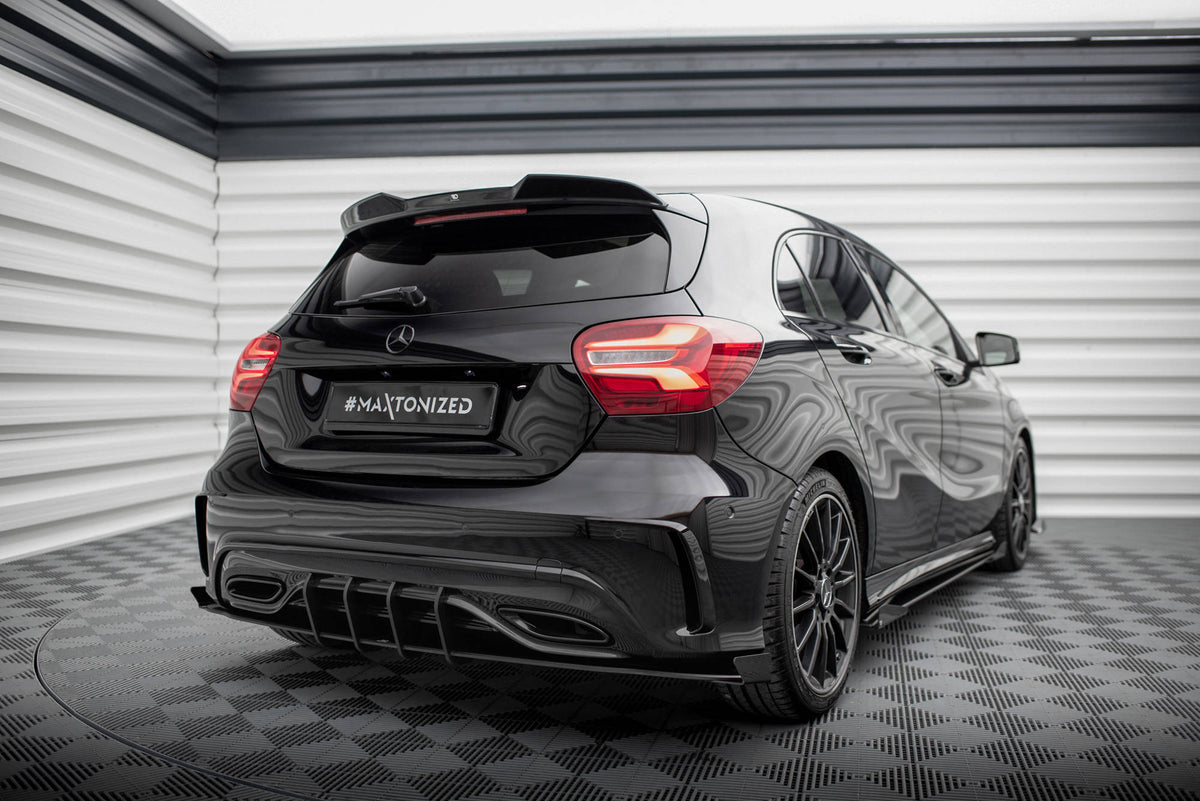 Street Pro Heck Ansatz Flaps Diffusor + Flaps passend für Mercedes-Benz A AMG-Line W176 Facelift schwarz Hochglanz – Ansicht 3