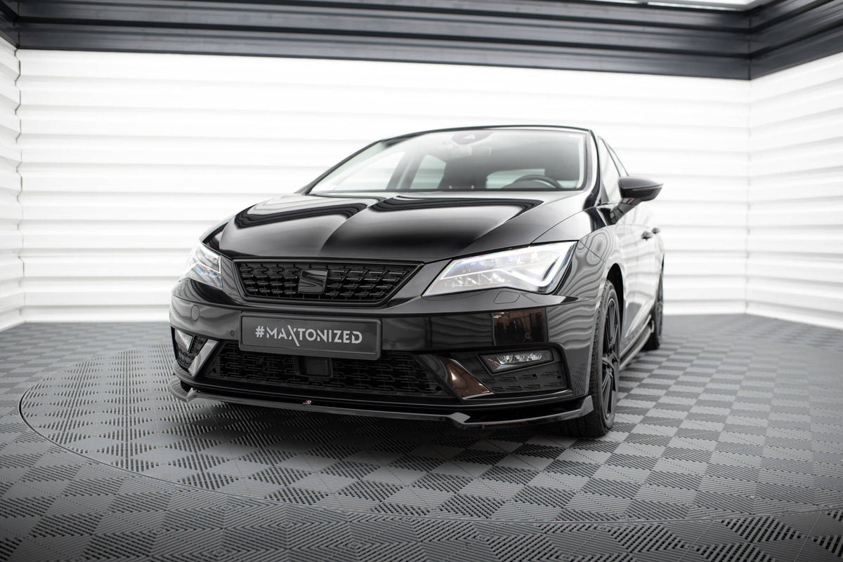 Street+ Spoilerlippe Front Ansatz V.2 passend für Seat Leon Mk3 Facelift schwarz Hochglanz – Ansicht 4