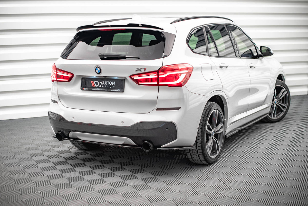 Heck Ansatz Flaps Diffusor passend für BMW X1 M-Paket F48 / F48 Facelift schwarz Hochglanz – Ansicht 3
