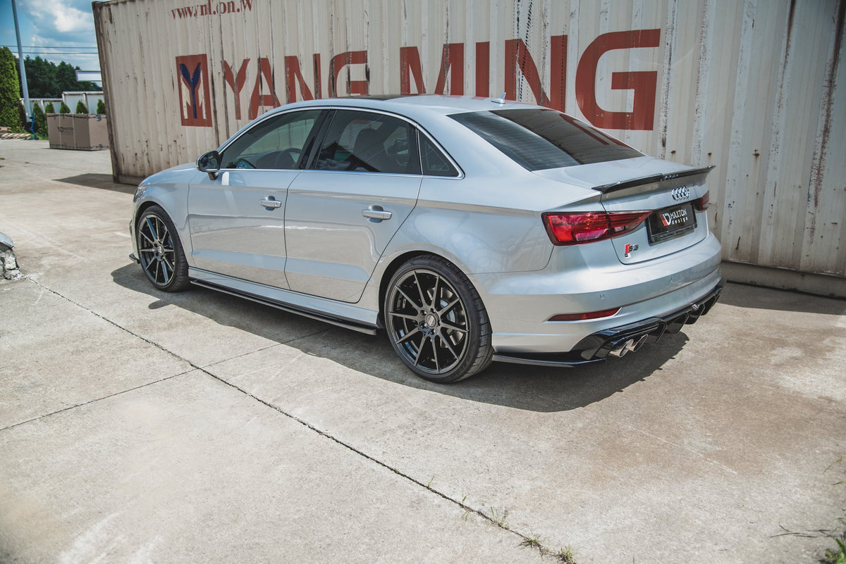 Street+ Seitenschweller Leisten V.2 passend für Audi S3 / A3 S-Line Limousine 8V Facelift schwarz Hochglanz – Ansicht 3