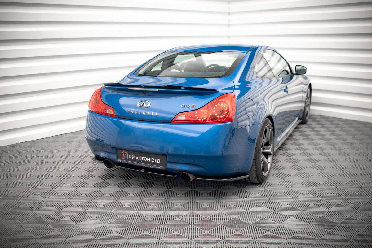 Heck Ansatz Flaps Diffusor passend für Infiniti G37 Coupe schwarz Hochglanz – Ansicht 4