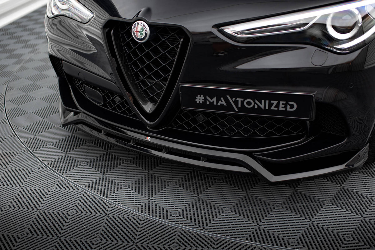 Street+ Spoilerlippe Front Ansatz passend für Alfa Romeo Stelvio Quadrifoglio Mk1 schwarz Hochglanz – Ansicht 4
