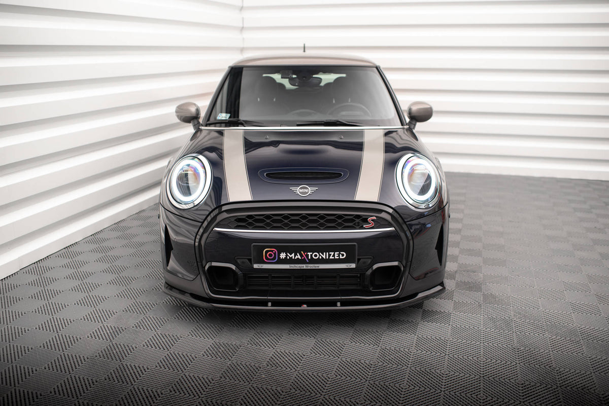 Street+ Spoilerlippe Front Ansatz V.1 passend für Mini Cooper S F56 Facelift schwarz Hochglanz – Ansicht 1