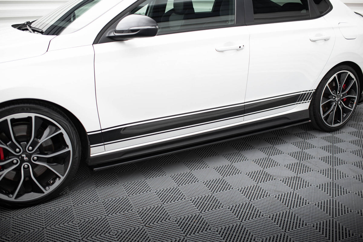 Street+ Seitenschweller Leisten passend für V.1 passend für Hyundai I30 N Mk3 Hatchback / Fastback schwarz Hochglanz – Ansicht 3