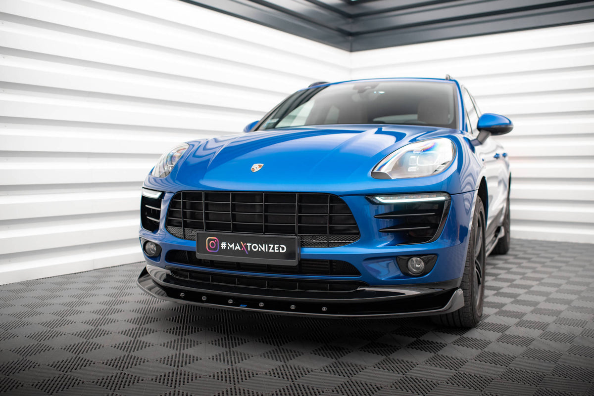 Street+ Spoilerlippe Front Ansatz V.1 passend für Porsche Macan Mk1 schwarz Hochglanz – Ansicht 4
