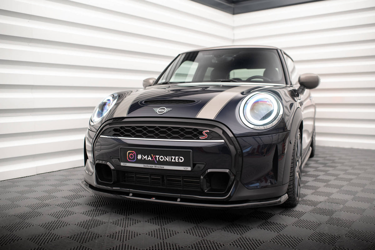 Street+ Spoilerlippe Front Ansatz V.1 passend für Mini Cooper S F56 Facelift schwarz Hochglanz – Ansicht 4