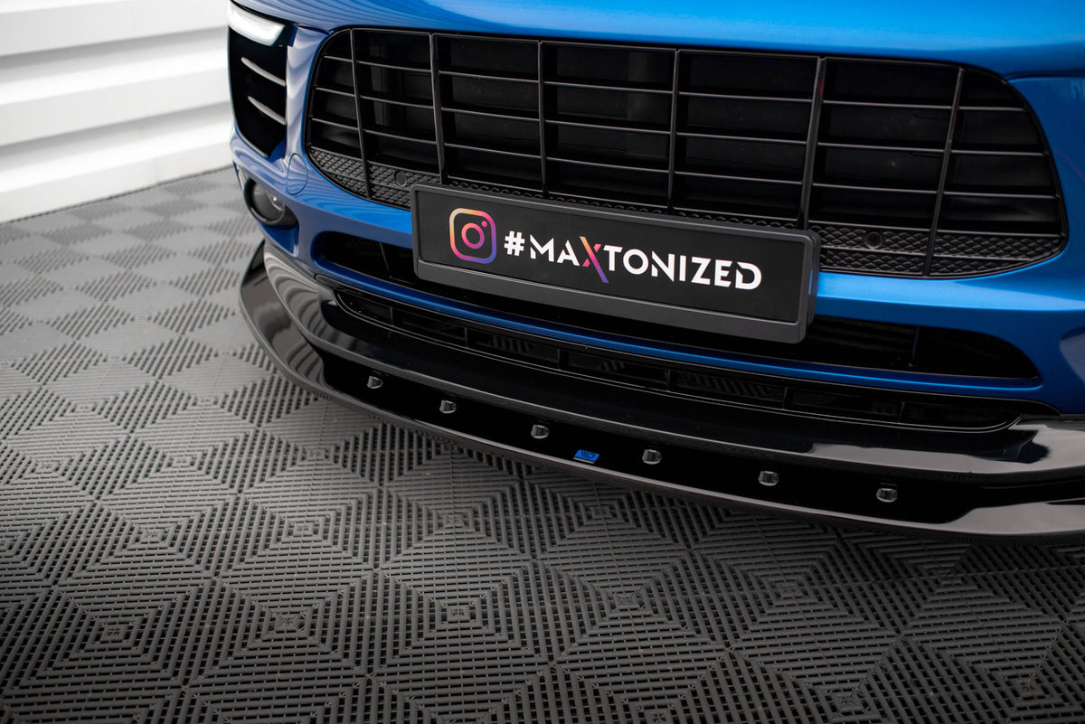 Street+ Spoilerlippe Front Ansatz V.1 passend für Porsche Macan Mk1 schwarz Hochglanz – Ansicht 3