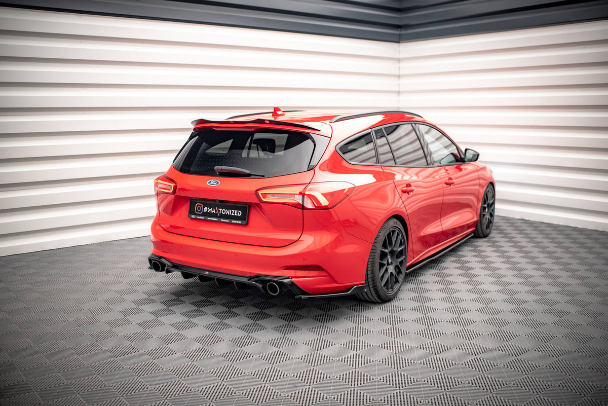 Heck Ansatz Flaps Diffusor V.8 passend für Ford Focus Kombi ST Mk4 schwarz Hochglanz – Ansicht 1