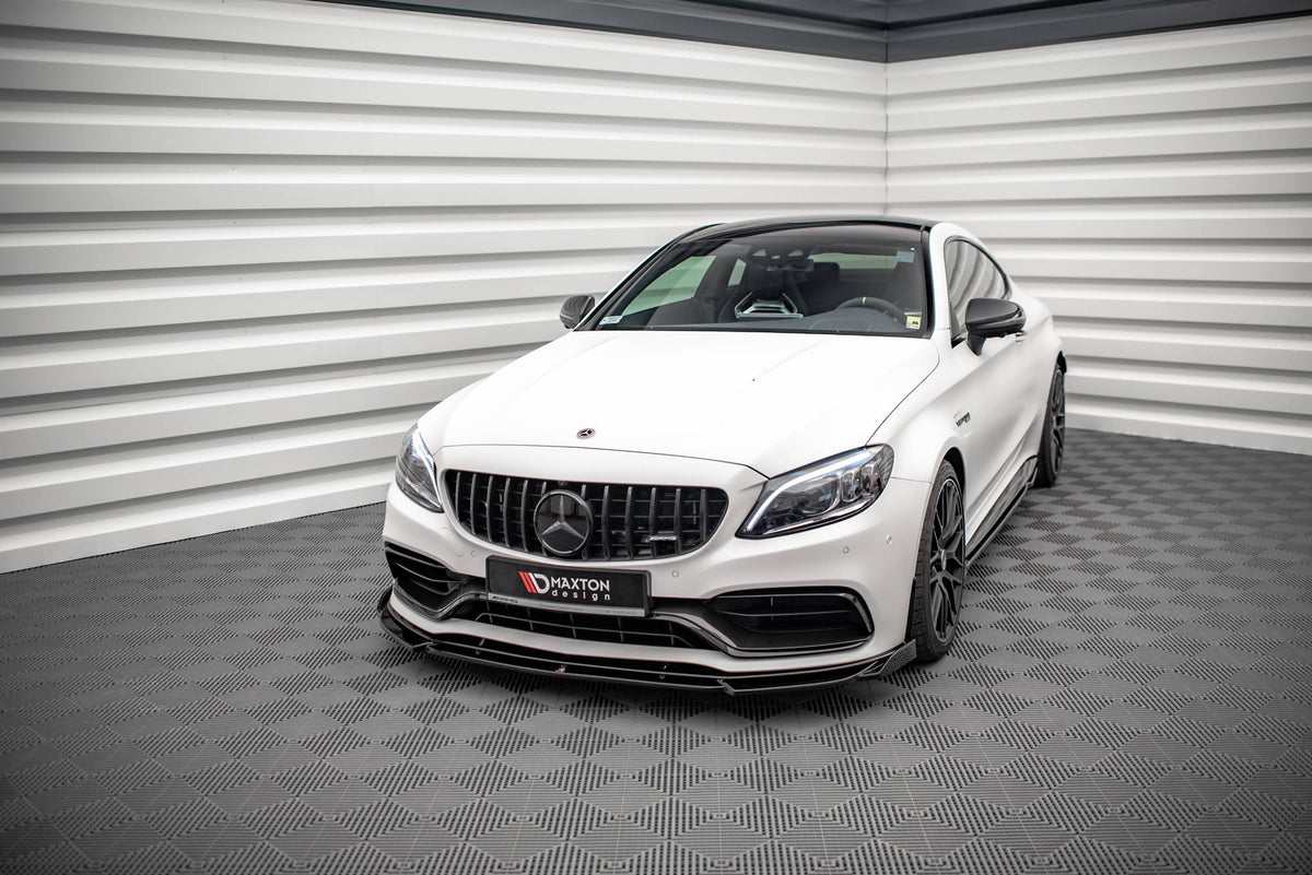 Street+ Spoilerlippe Front Ansatz V.2 passend für Mercedes-AMG C63 Coupe AMG Aero Pack C205 Facelift schwarz Hochglanz – Ansicht 1