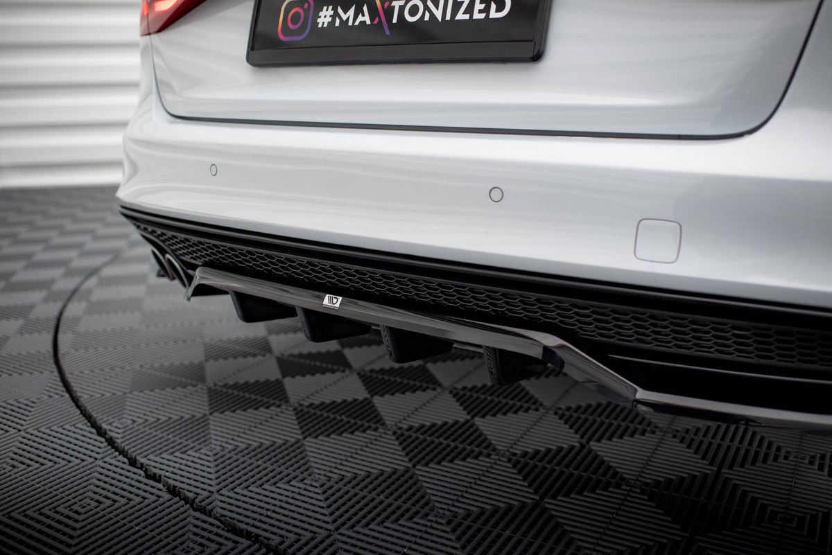 Street+ Mittlerer Diffusor RACE passend für Audi A4 Competition B8 Facelift schwarz Hochglanz – Ansicht 5