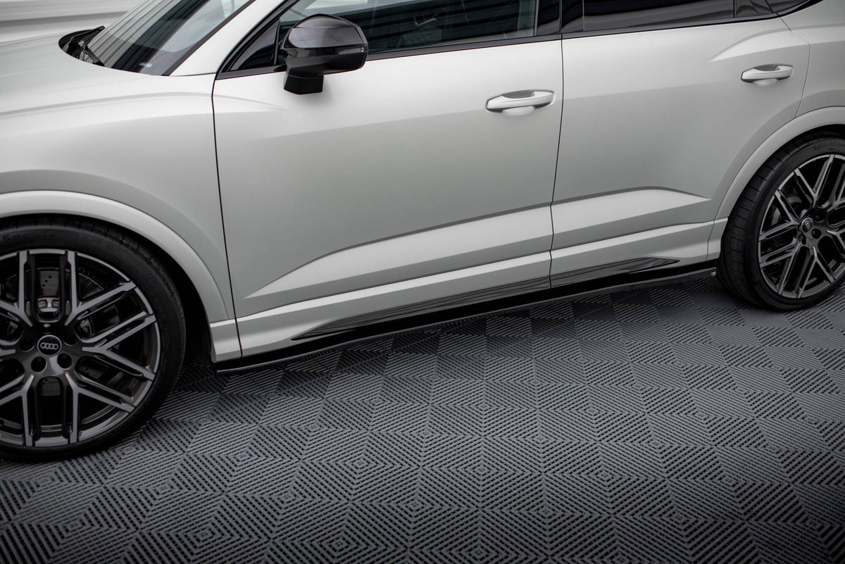 Street+ Seitenschweller Leisten V.2 passend für Audi Q3 S-Line / RSQ3 Sportback / SUV F3 schwarz Hochglanz – Ansicht 4
