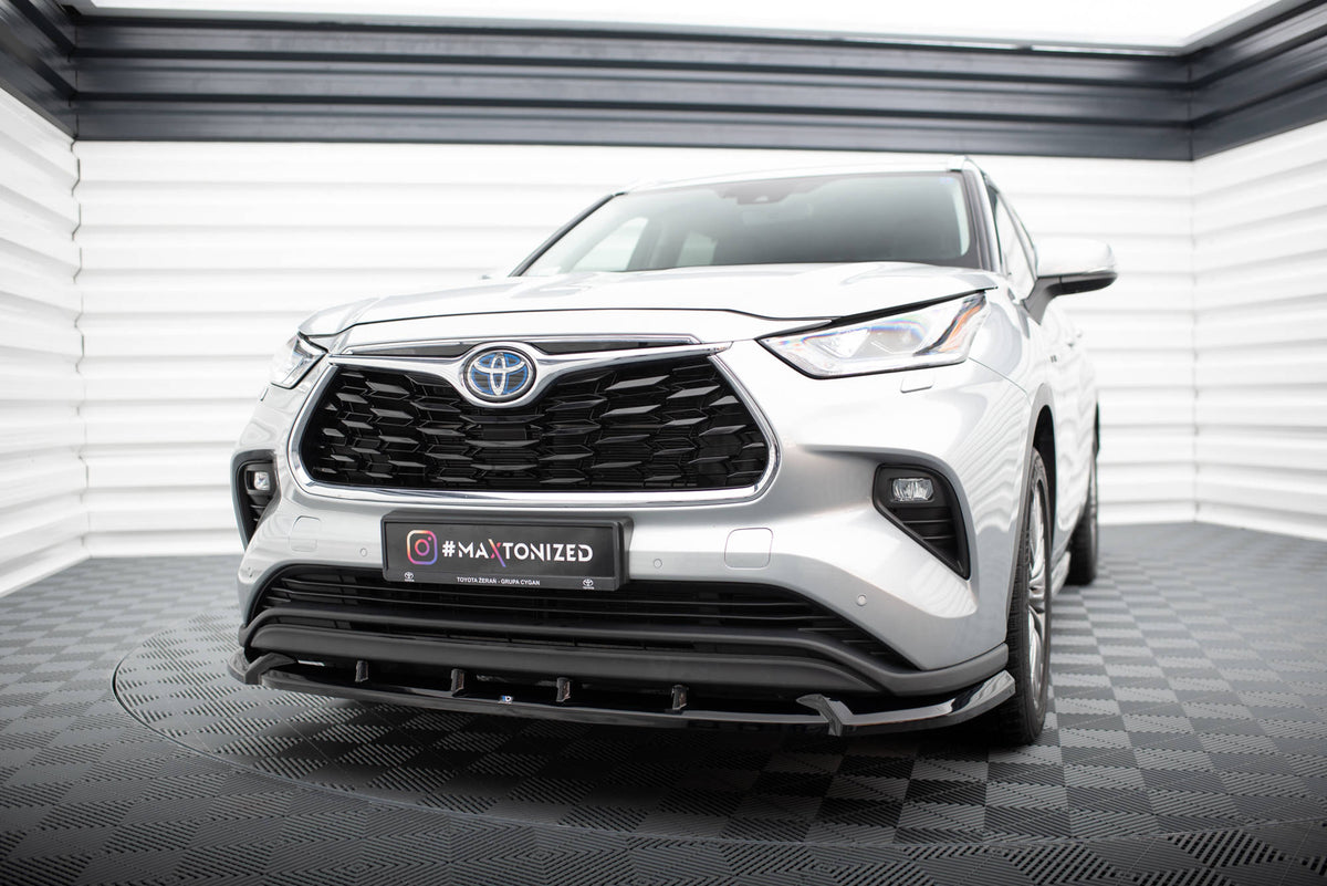 Street+ Spoilerlippe Front Ansatz V.1 passend für Toyota Highlander Mk4 schwarz Hochglanz – Ansicht 3