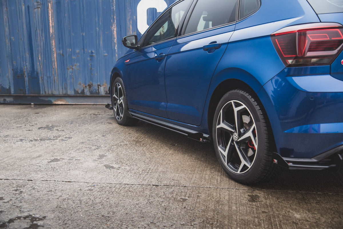 Street Pro Street+ Seitenschweller Leisten + Flaps passend für VW Polo GTI Mk6 schwarz Hochglanz – Ansicht 4