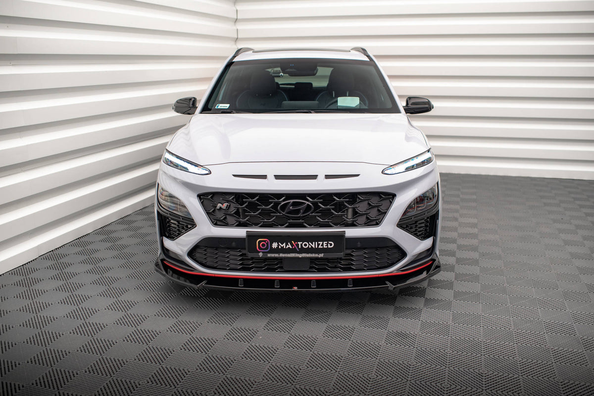 Street+ Spoilerlippe Front Ansatz V.2 passend für Hyundai Kona N Mk1 schwarz Hochglanz – Ansicht 1