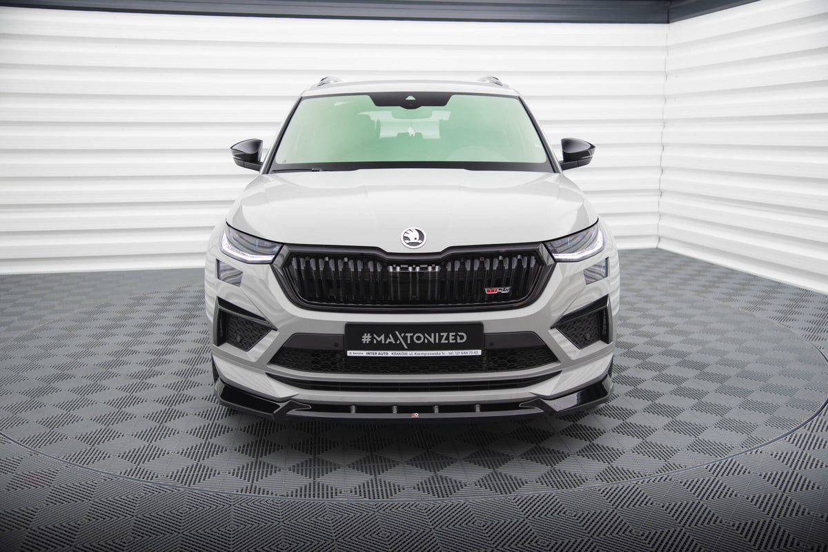 Street+ Spoilerlippe Front Ansatz V.1 passend für Skoda Kodiaq RS Mk1 Facelift schwarz Hochglanz – Ansicht 1