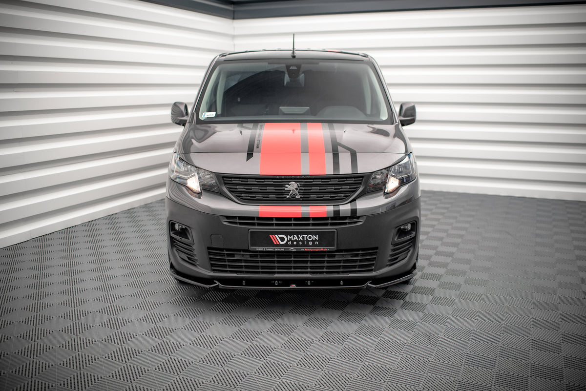 Street+ Spoilerlippe Front Ansatz passend für Peugeot Partner Mk3 schwarz Hochglanz – Ansicht 2