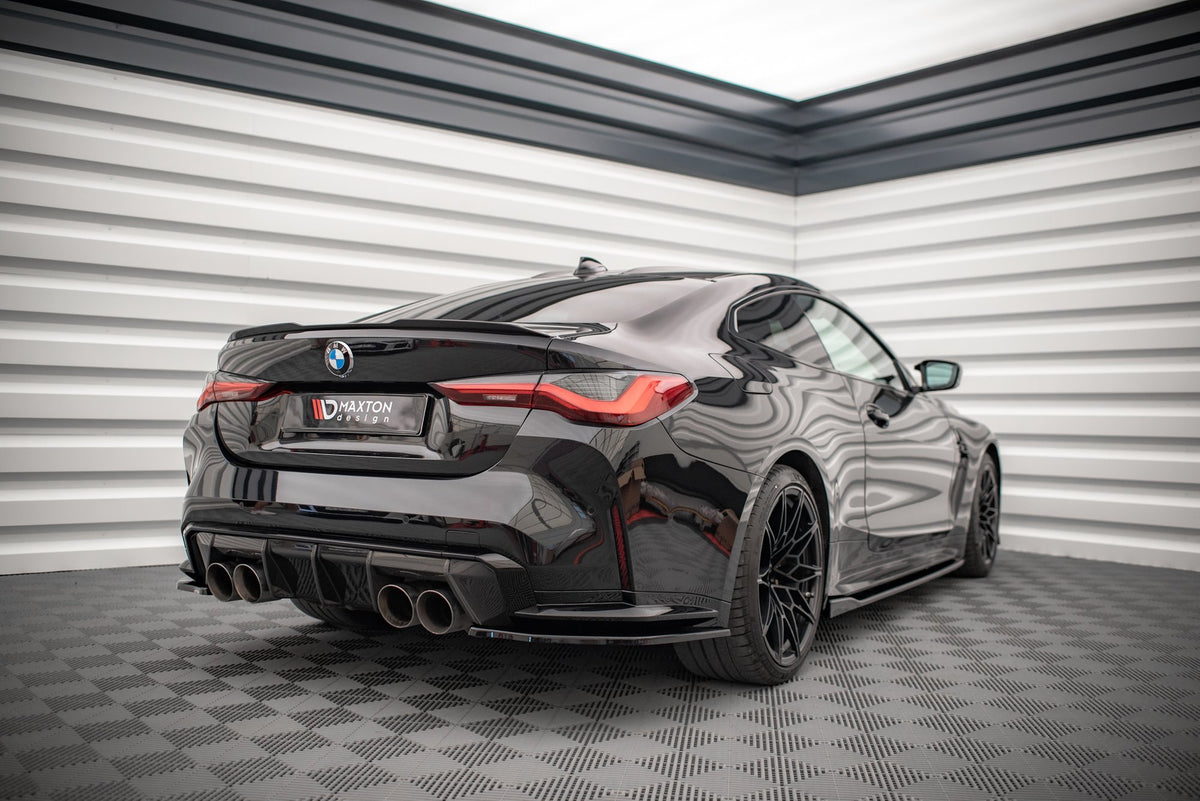 Heck Ansatz Flaps Diffusor V.1 passend für BMW M4 G82 / G82 Facelift schwarz Hochglanz – Ansicht 1