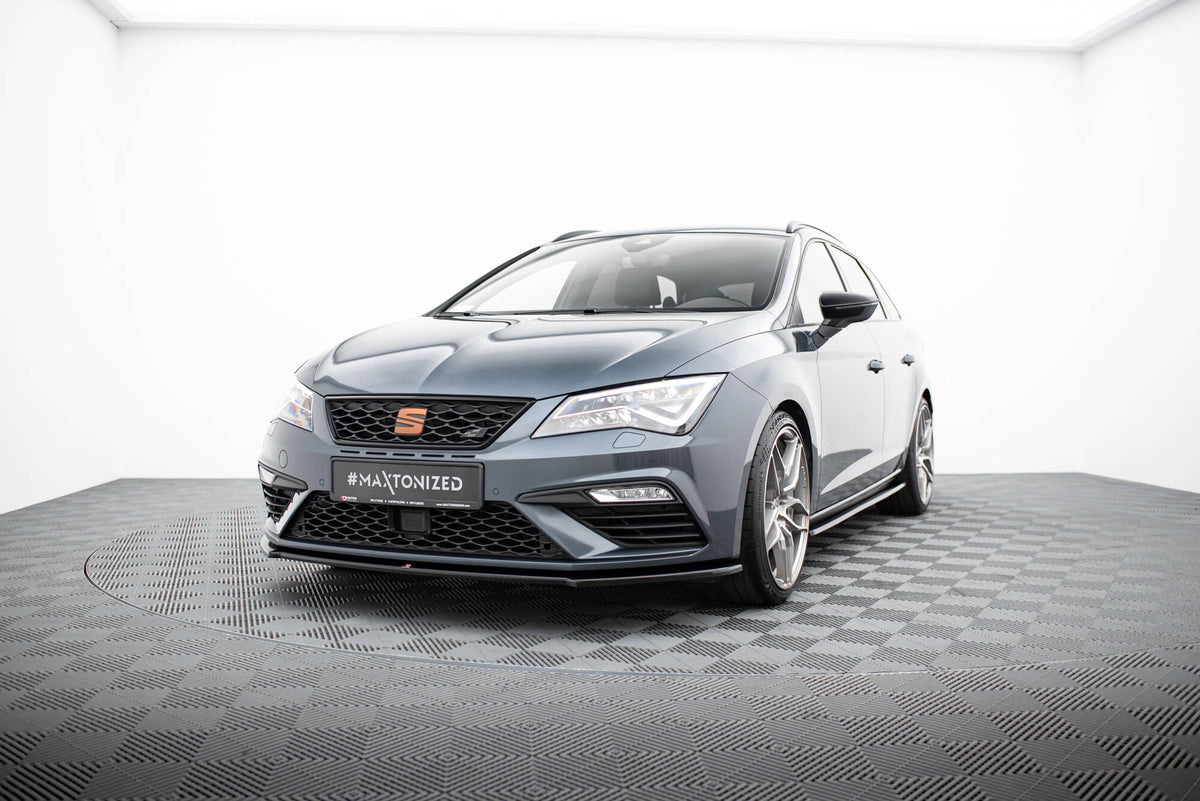 Street+ Spoilerlippe Front Ansatz V.4 passend für Seat Leon Cupra / FR Mk3 FL schwarz Hochglanz – Ansicht 4