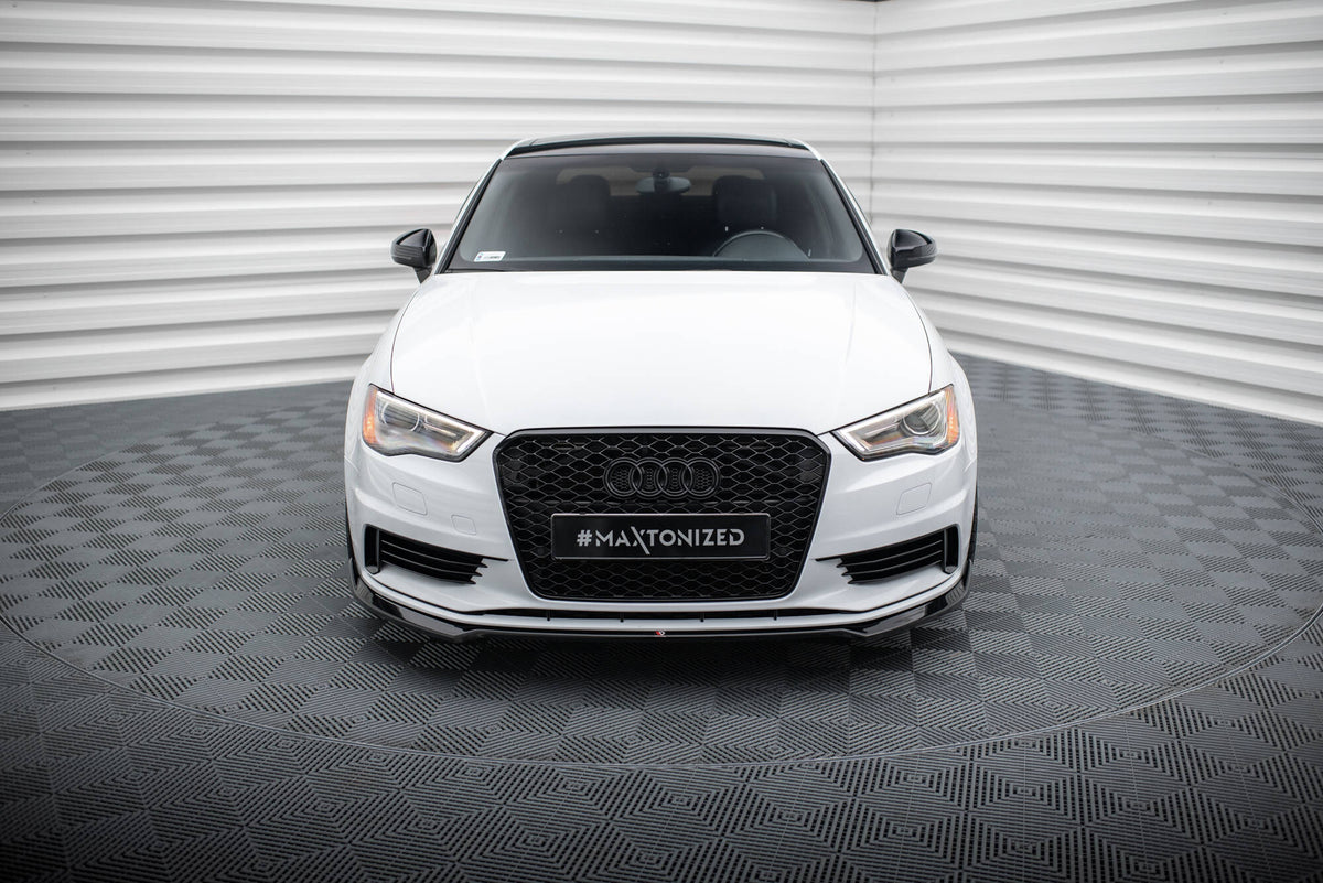 Street+ Spoilerlippe Front Ansatz V.2 passend für Audi A3 Limousine 8V schwarz Hochglanz – Ansicht 1