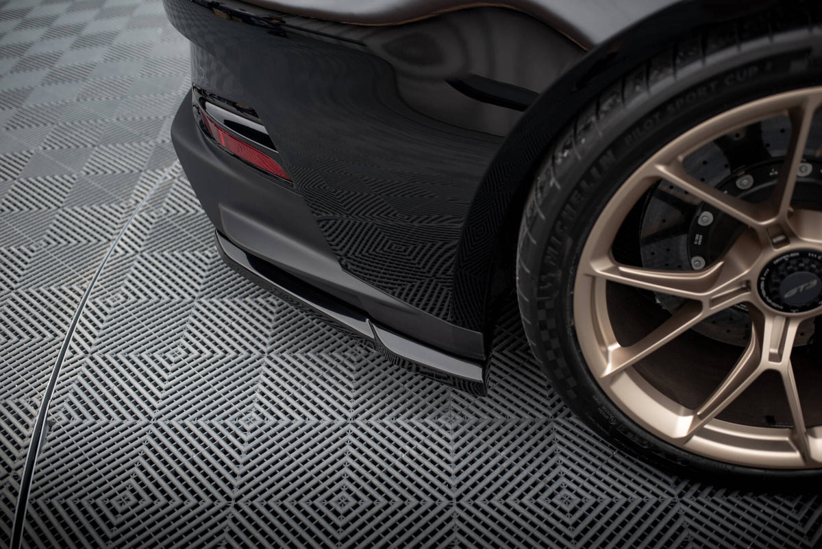 Heck Ansatz Flaps Diffusor passend für Porsche 911 992 GT3 schwarz Hochglanz – Ansicht 4