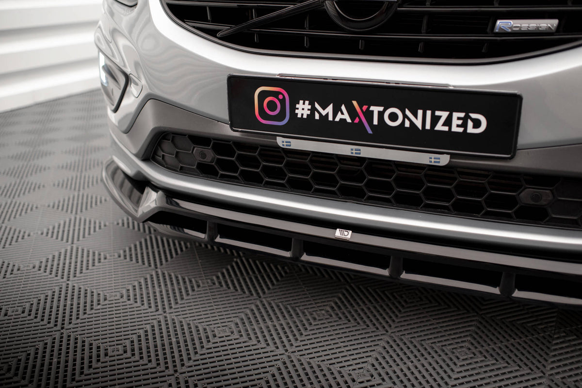 Street+ Spoilerlippe Front Ansatz passend für Volvo XC60 R-Design Mk1 Facelift schwarz Hochglanz – Ansicht 4